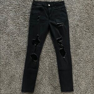 Women's Black Distressed Jeans